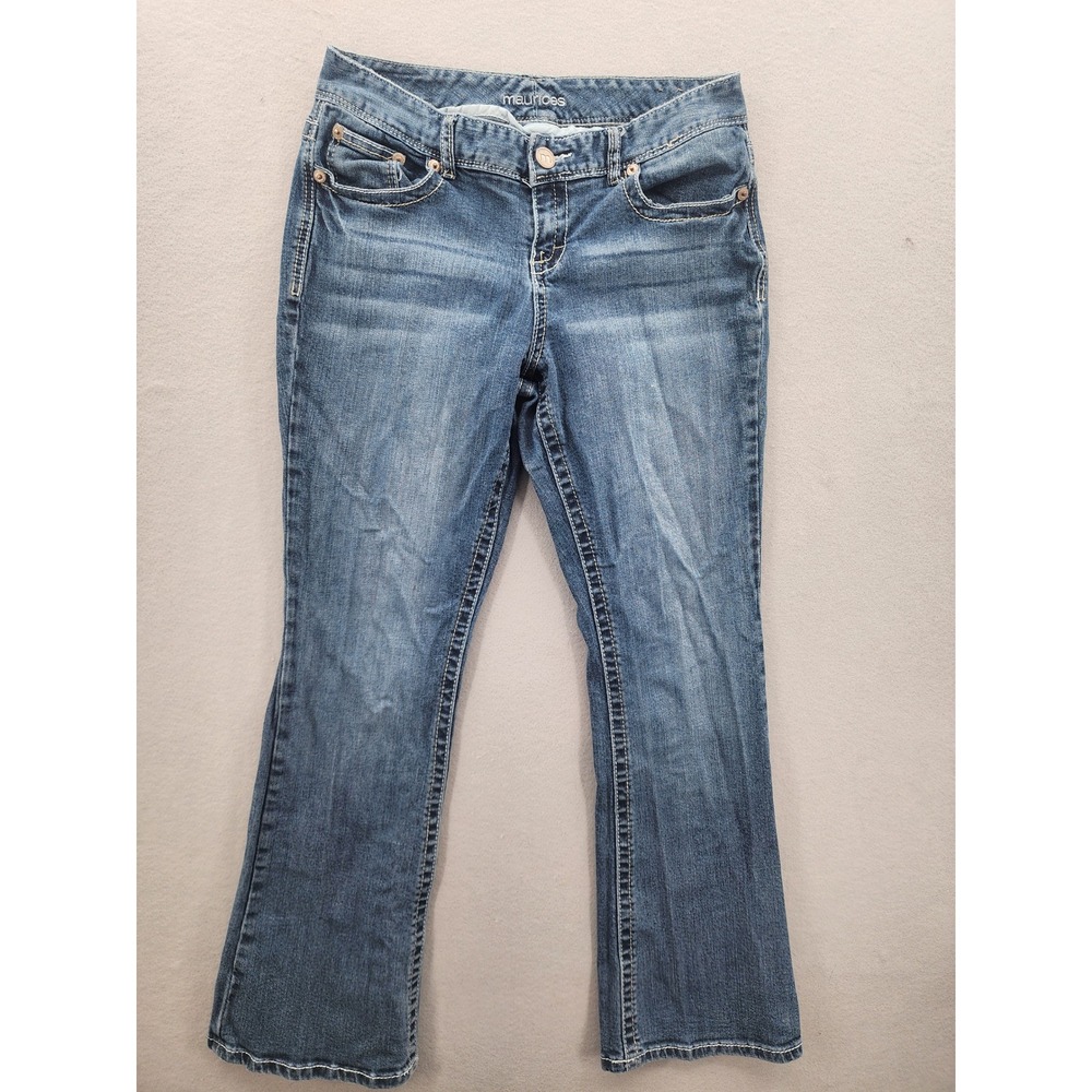 Maurices Bootcut Jeans Womens 9/10 Short Medium Wash Embroidered Pocket Denim